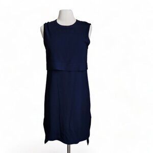 Helmut Lang Dress‎ Women's Size 6 Blaze Layered Georgette High Low Navy Blue